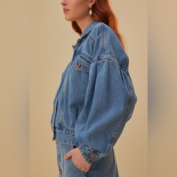 Farm Rio Denim Bomber Mini Jacket - Picture 2 of 8